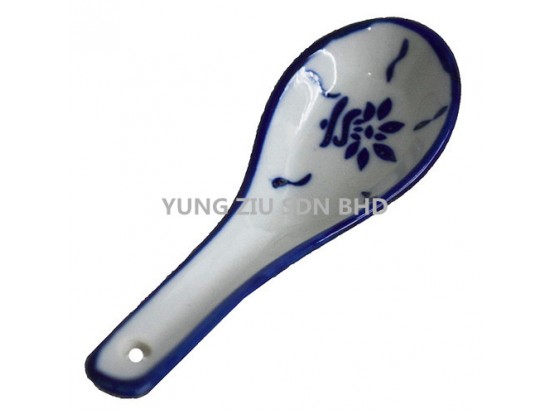 CERAMICS SPOON(11550)(HAND COLOR ANTIQUE BLUE)